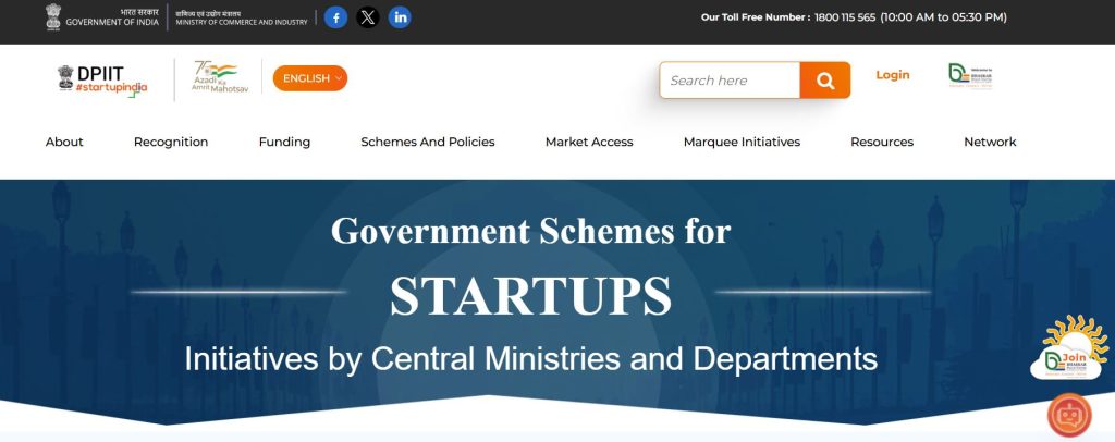 List of schemes of the government of India | Schemes For Startups