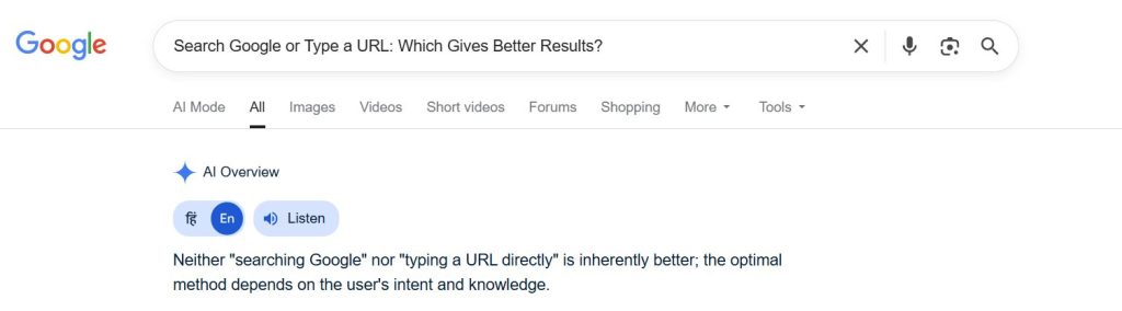 Search Google or Type a URL: Which Gives Better Results?
