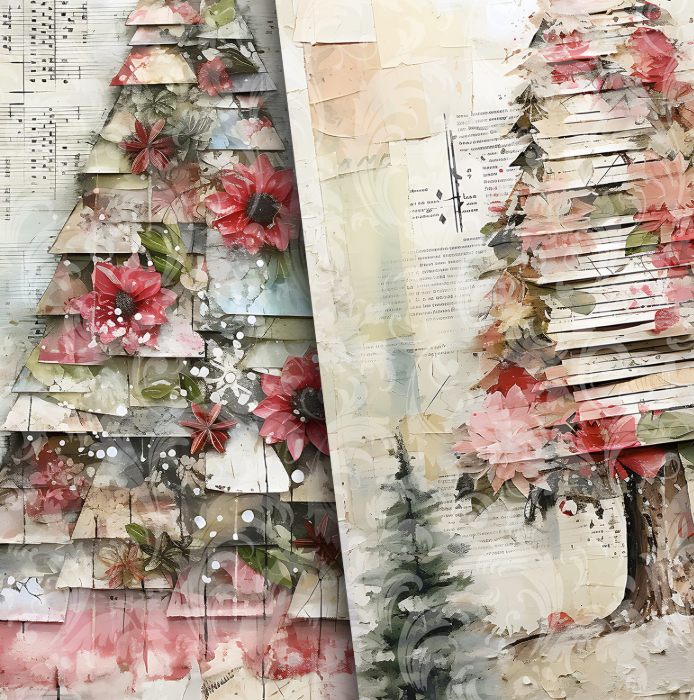 Mixed Media Collage Christmas Tree