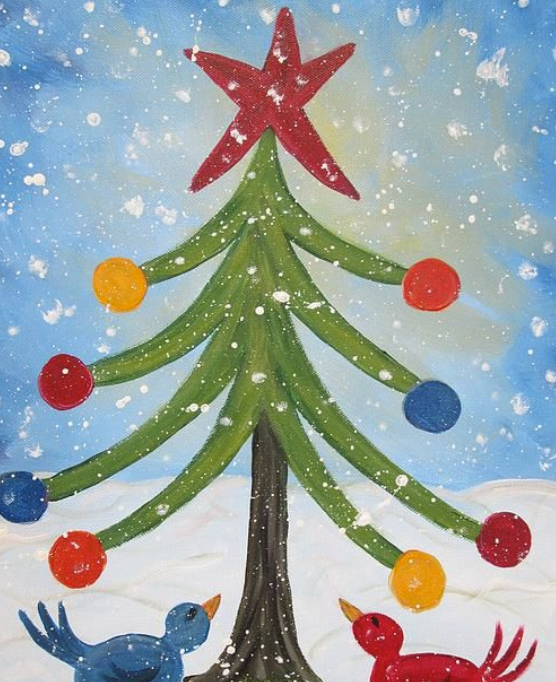 Abstract Painted Christmas Tree