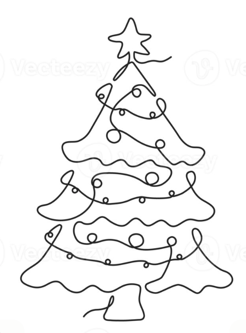Minimalist Line Art Christmas Tree